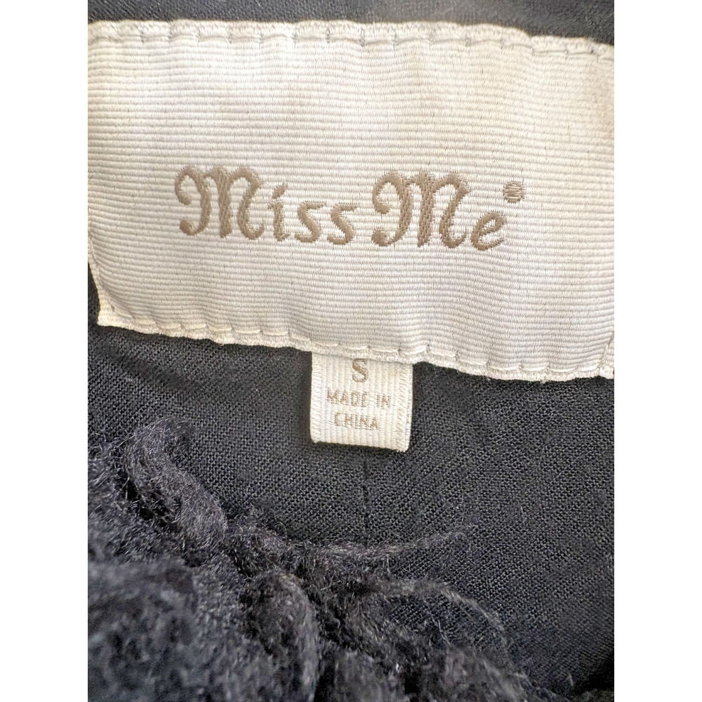 Miss Me Jacket Women Small Black Faux Fur Vegan Leather Crop Vintage Y2K Moto - Picture 2 of 5